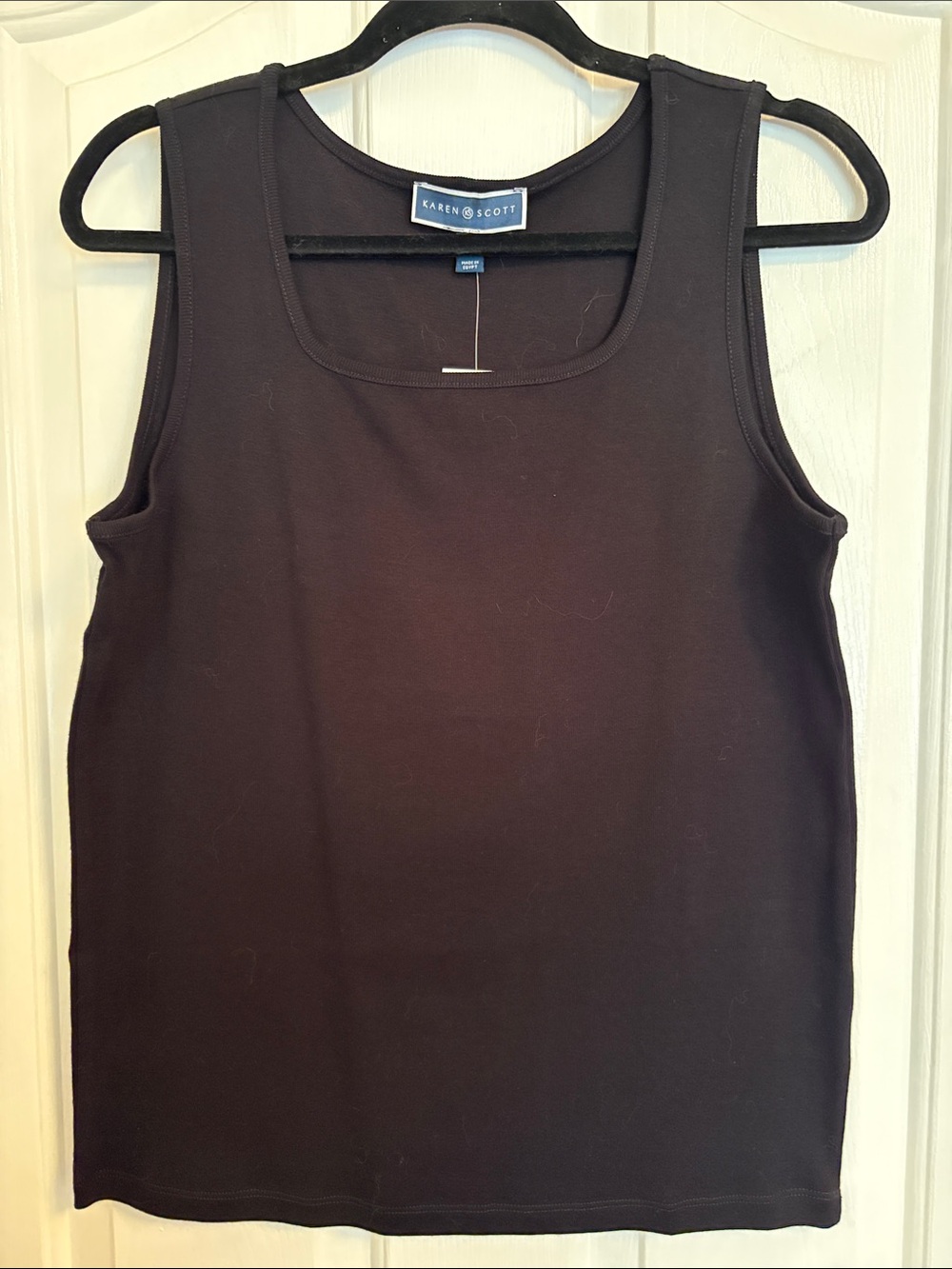 Karen Scott Black Square Neck Tank Top